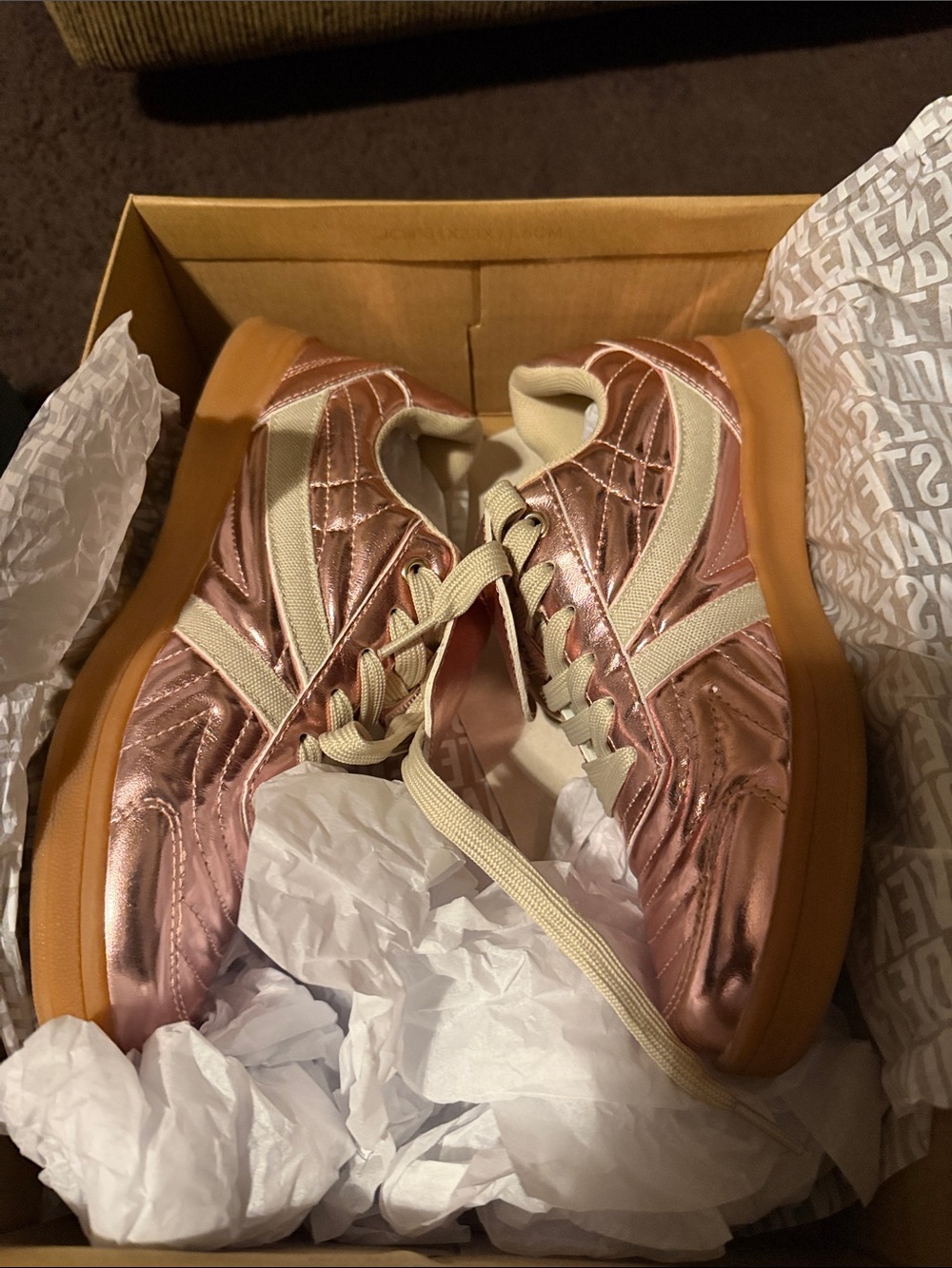 Steve Madden Metallic Rose Pink Sneakers with Gum Sole
